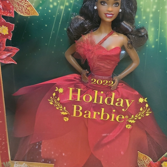 Barbie Signature 2022 Holiday Doll with Dark Brown Hair, Collectible Ser… - Picture 2 of 3